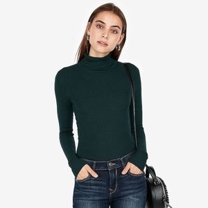 EXPRESS Black Ribbed Turtleneck Sweater